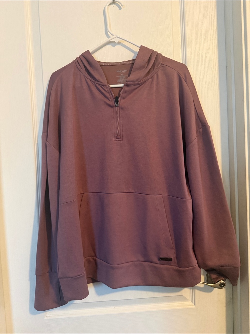 Nine West  Mauve Half-Zip Hooded Pullover Sweater